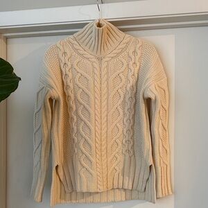 Everlane Cream Cable Knit Turtleneck Sweater, XS